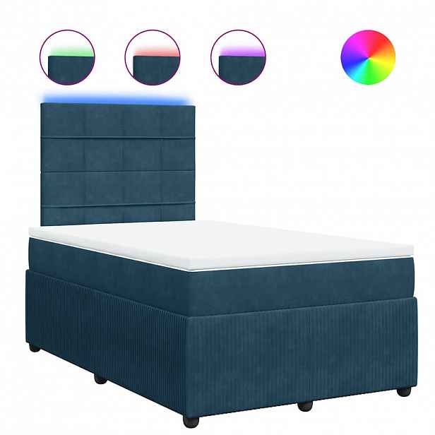 vidaXL Box spring postel s matrací modrá 120 x 200 cm samet