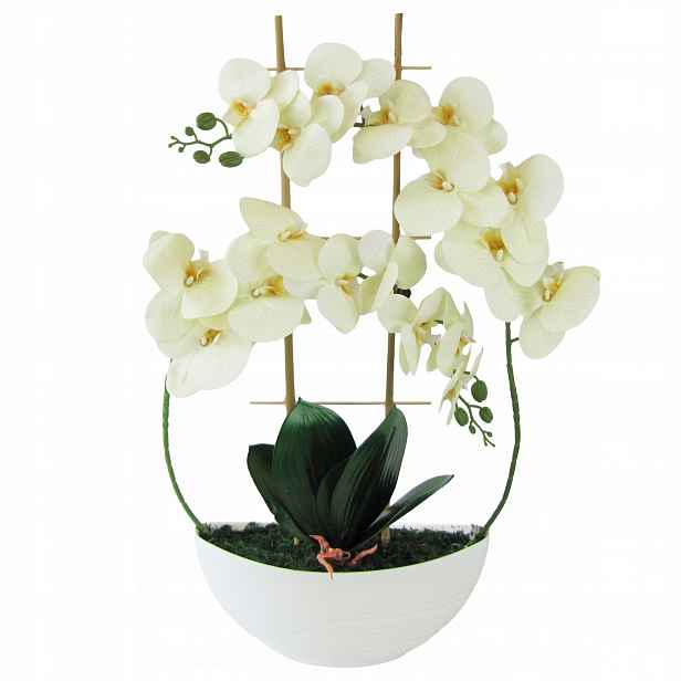 Orchidej Real Touch 60 cm, gumovaná v květináči Luna 2
