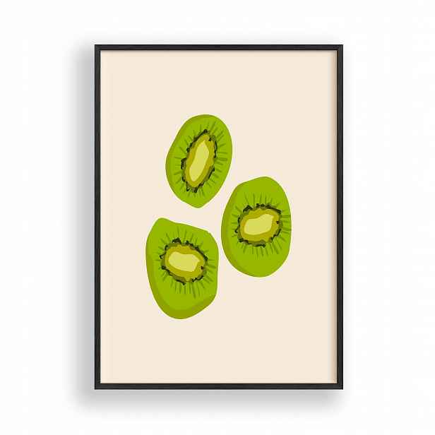 Obraz Kiwi Náplasti Kiwi Plakát Rámeček Dřevěný Černý 30x42 cm