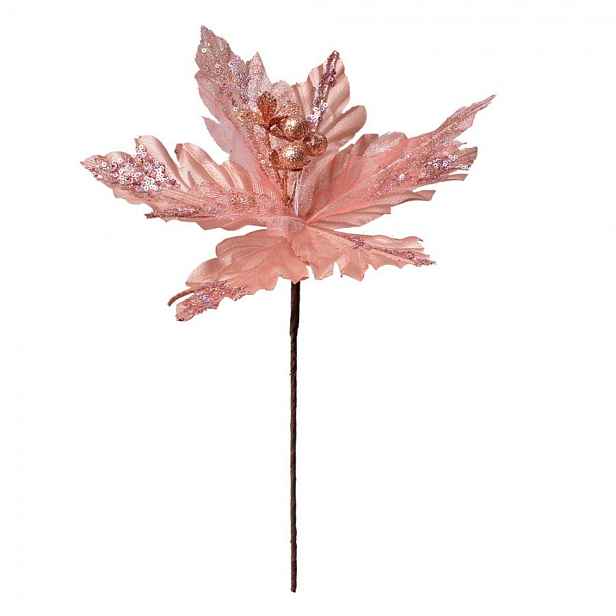 Růžová umělá rostlina vánoční hvězda Poinsettia - Ø 25*38 cm Clayre & Eef
