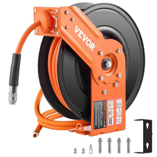 TEMU VEVOR Výsuvný naviják na vzduchovou hadici 3/8 palce x 50 stop, hybridní naviják na vzduchovou hadici, max. 300 PSI
