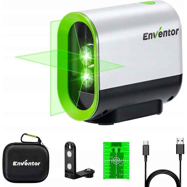 Enventor Laserová vodováha Zelená 50 m Samonivelační Usb