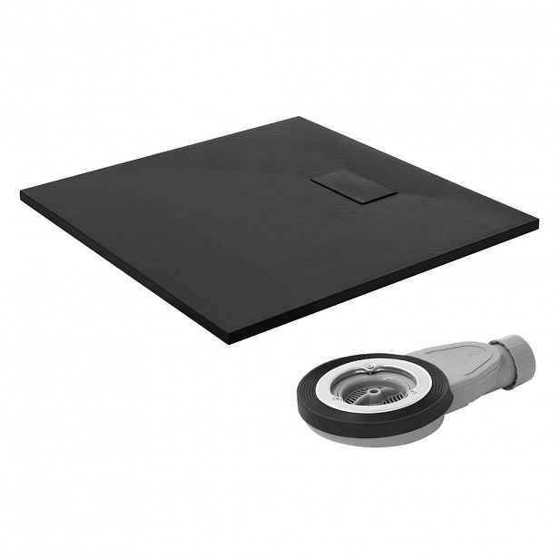 LuxeBath SPRCHOVÁ VANICKÁ 90x90 cm černá s odtokovou sadou z SMC