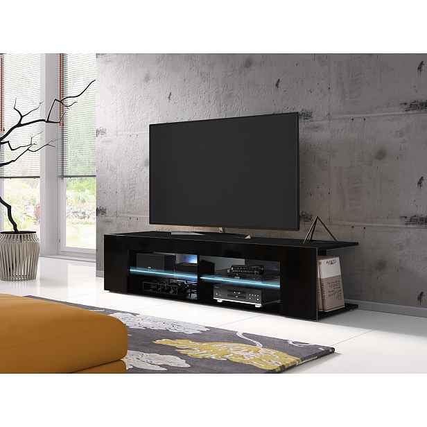 Moderní TV stolek Setto 180, černý + LED