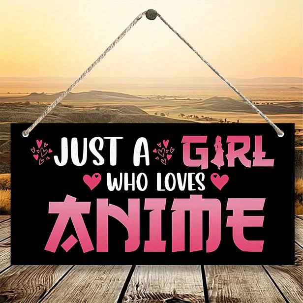 TEMU 2D plochá - 2D rovná - Tento odkaz je poslán. 2D dřevěná cedule, "Jen ta holka, která miluje anime", dárek pro milovníky anime - Dekorativní