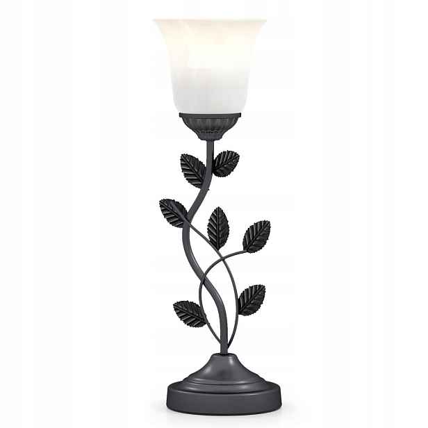 Noční lampa v retro stylu, skleněná lampička ve tvaru tulipánu, černé listy