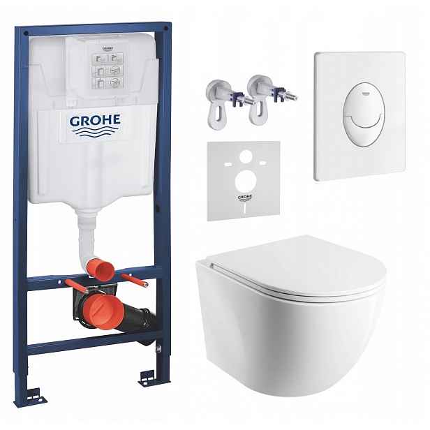 Podomítkový Wc set Grohe s mísou Omnires a tlačítkem Bílá