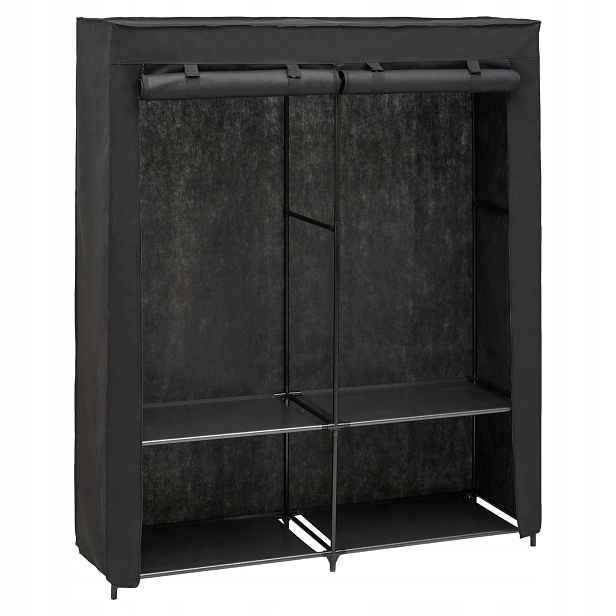 Textilní šatní skříň Dressy dvojitá, 140 x 45 x 165 cm černý