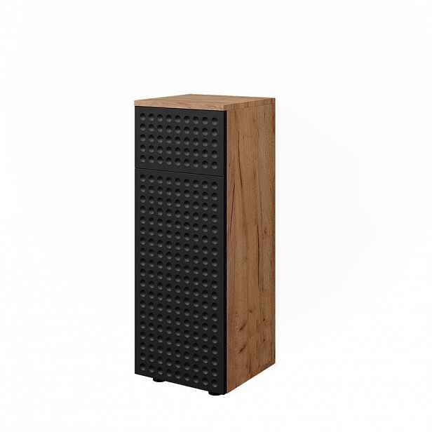 Vicco MIDI SKŘÍŇKA Irma Tečkovaná antracitová 30 x 81 cm s 1 zásuvkou, 2 přihrádkami, koupelnou