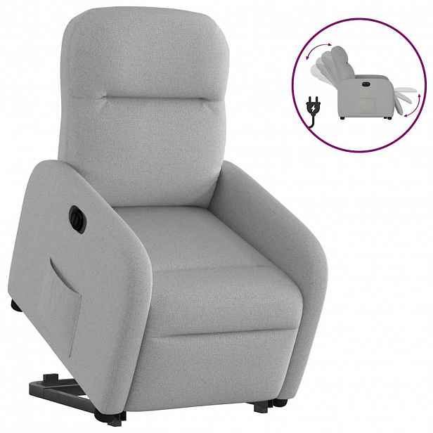vidaXL Elektrické zvedací polohovací křeslo obláčkově šedé textil