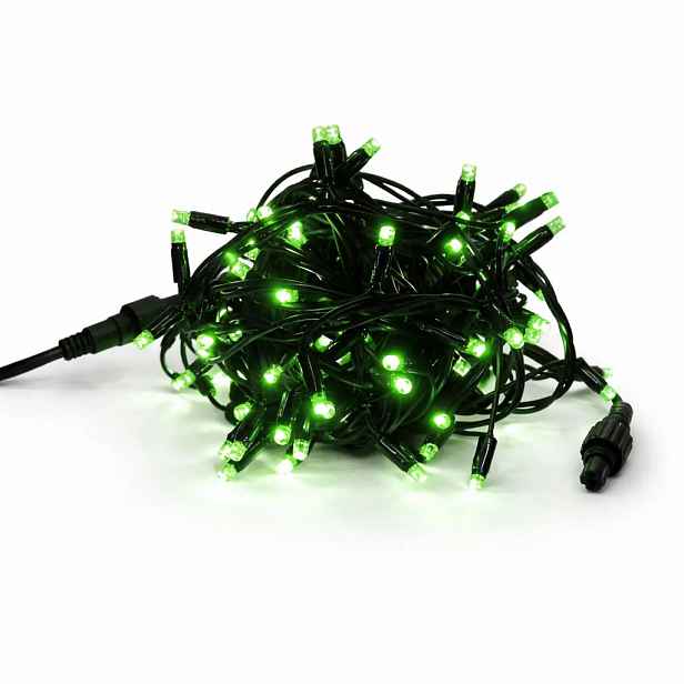 Easy Fix LED světelný řetěz, 5 m, venkovní, zelený, 50 diod, černý kabel, IP44