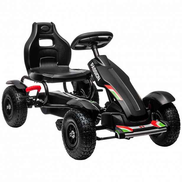 HOMCOM DĚTSKÝ ŠLAPACÍ GOKART, černý, plast + kov
