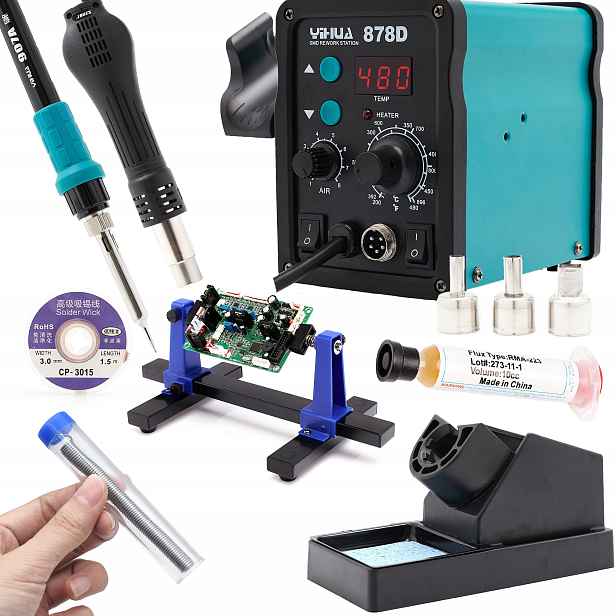 Pájecí stanice Yihua 878D 2v1 Hot Air 740W servisní sada pro držák Pcb