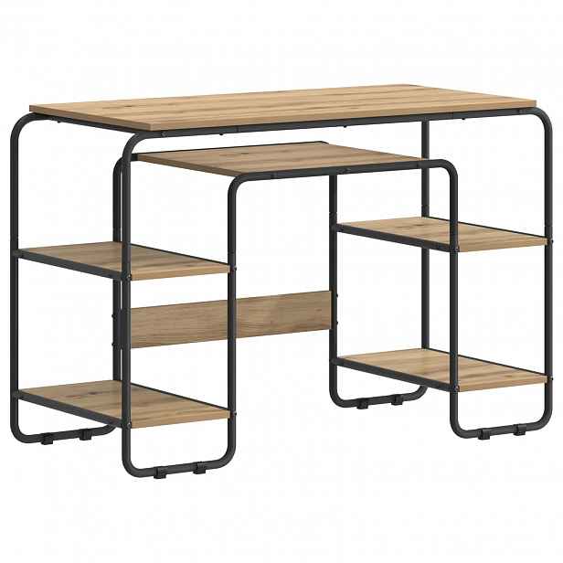 vidaXL Stůl s úložným prostorem Dub artisan 113,5 x 52 x 75,5 cm