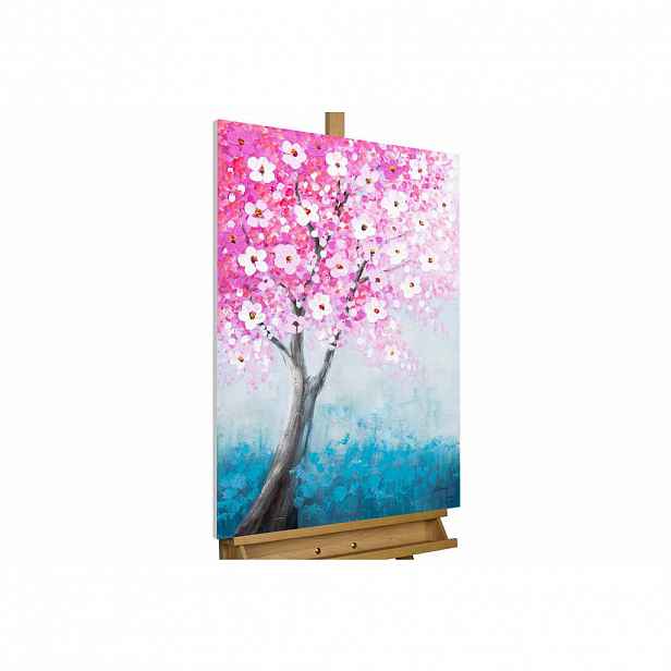 KUNSTLOFT RUČNĚ MALOVANÝ AKRYLOVÝ OBRAZ MODRÝ/RŮŽOVÝ, 60/90 CM