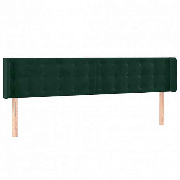 vidaXL Čelo postele typu ušák tmavě zelená 203x16x78/88 cm samet