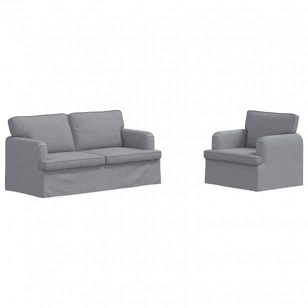 vidaXL Set pohovek 2 ks Světle šedá textil