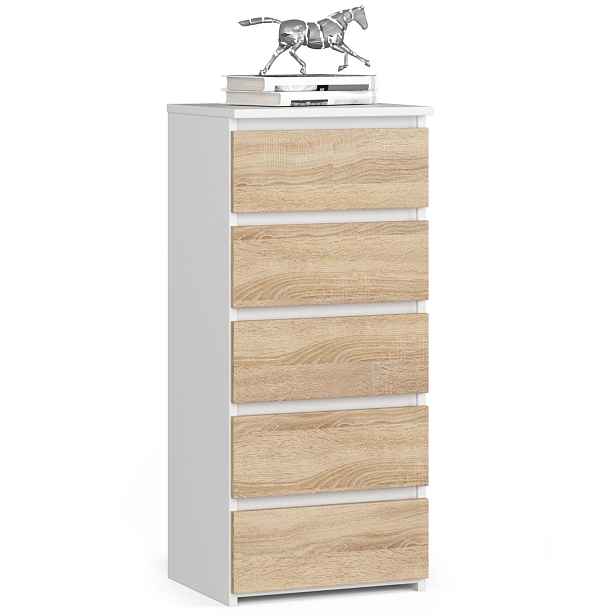 Ak furniture Komoda CL5 se zásuvkami 40 x 92 cm bílá/dub sonoma