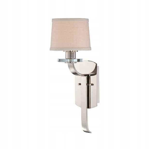 Nástěnné svítidlo stříbrné s lněným glamour stínítkem podlouhlým 47 cm Quoizel