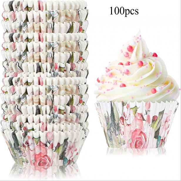 TEMU 100/200 ks košíčků na cupcakes, formičky na muffiny, pečící potřeby, držáky na cupcakes 5*3 cm, růžový růží, vhodné pro Den , Valentýna, výročí