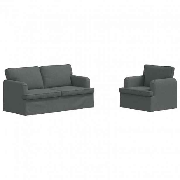 vidaXL Set pohovek 2 ks Tmavě šedá textil
