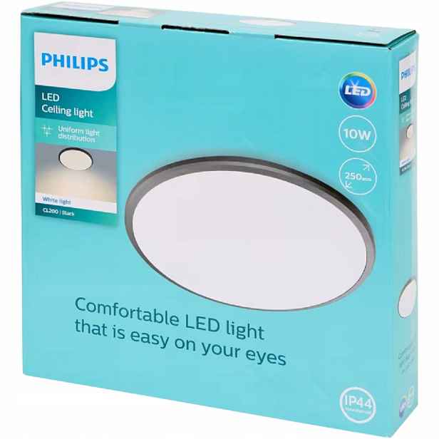 stropní svítidlo Led Philips Ø 24 cm 10 wattů vnitřní kulatý černý rámeček