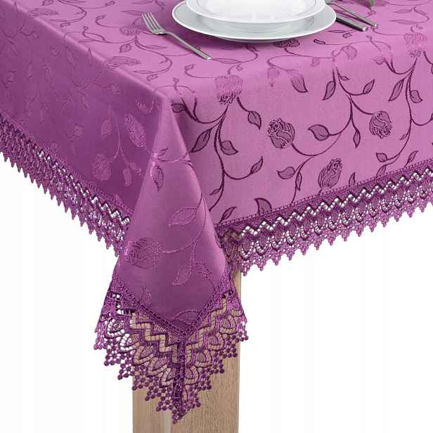 Ubrus odolný proti skvrnám s Gipiurou 110x160 fialový tk.127