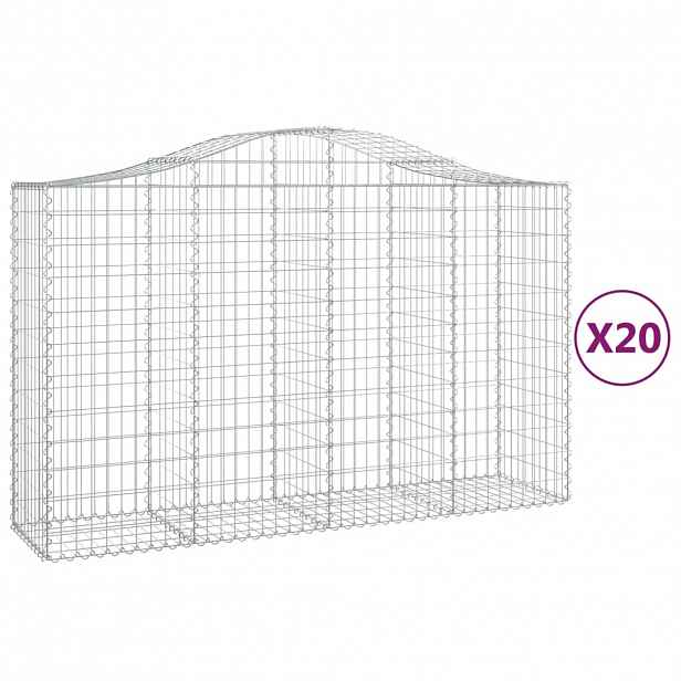 vidaXL Klenuté gabionové koše 20ks 200x50x120/140cm pozinkované železo