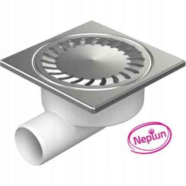 Vpusť podlahová boční Neptun D 50 95 mm, nerez rámeček, mřížka Sun, bílá