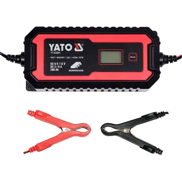 YATO Nabíječka s LCD displejem 6V / 2A, 12V / 8A