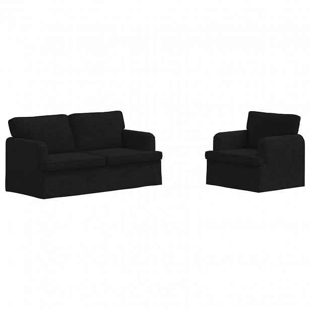 vidaXL Set pohovek 2 ks Černá textil