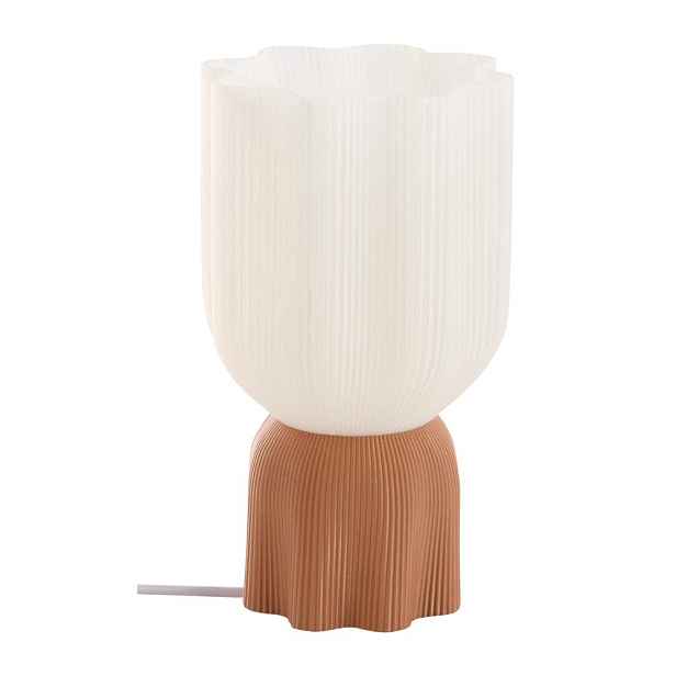 Bílá/hnědá plastová stolní lampa (výška 27 cm) Camier – Jotex