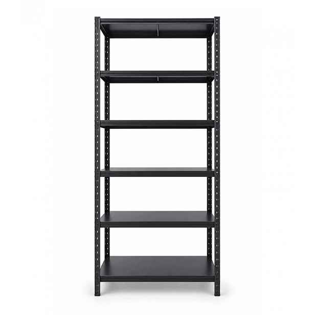 Skladový Regál 220 CM Černý Kovový Garážový 6 Úrovní Pro Sklad