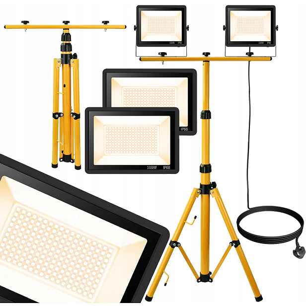 Stavební Halogenový Reflektor Led Na Stativu 2X 50W (100W) Sada Lampa Stojan