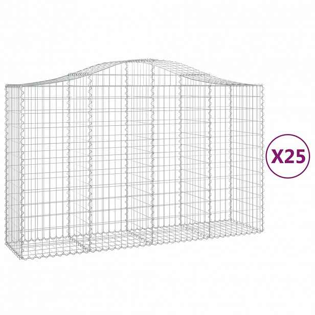 vidaXL Klenuté gabionové koše 25ks 200x50x120/140cm pozinkované železo