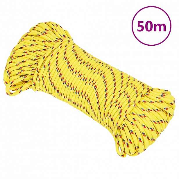 vidaXL Lodní lano žluté 3 mm 50 m polypropylen
