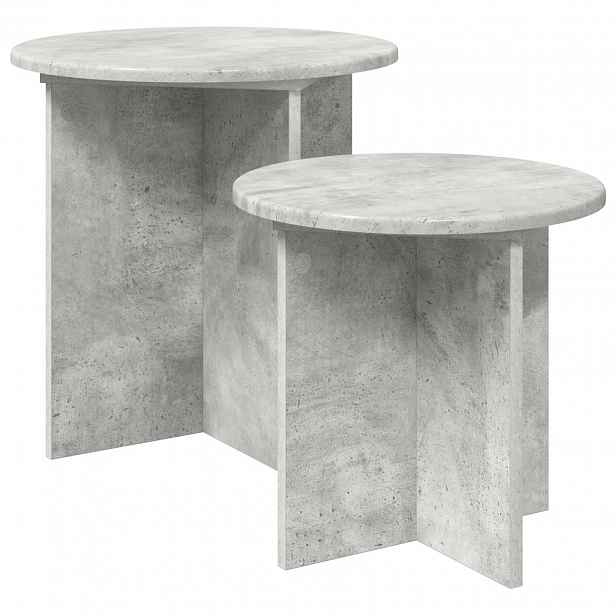 vidaXL Sada odkládacích stolků 2 ks Betonově šedá Ø 45 x 45 cm