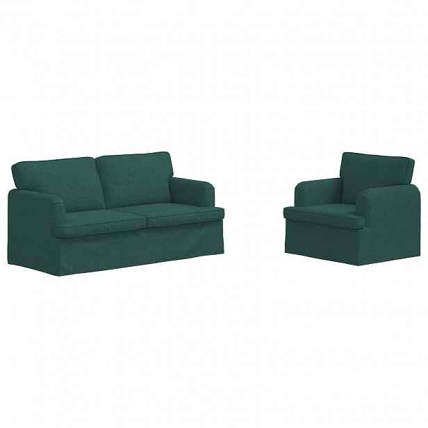 vidaXL Set pohovek 2 ks Tmavě zelená textil