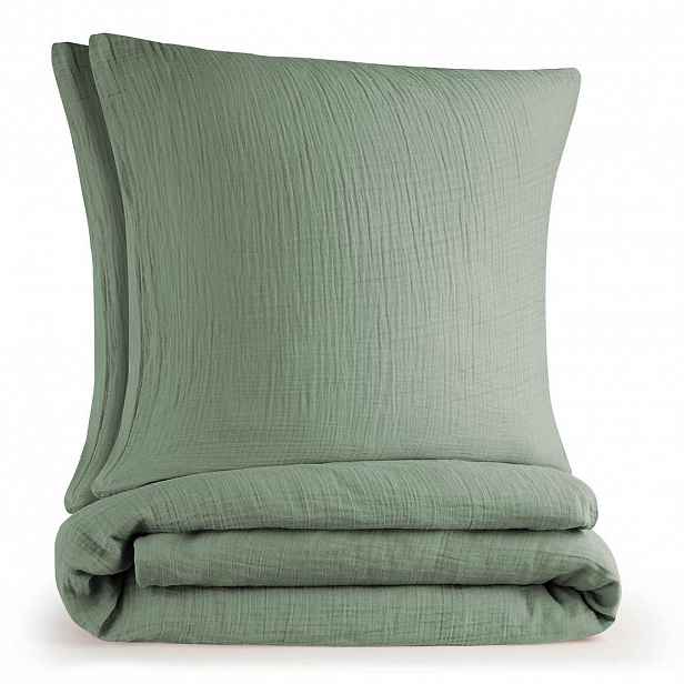 Blumtal POVLEČENÍ mušelín, 100% bavlna, 200/200 cm & 2x 80/80 cm, zelená