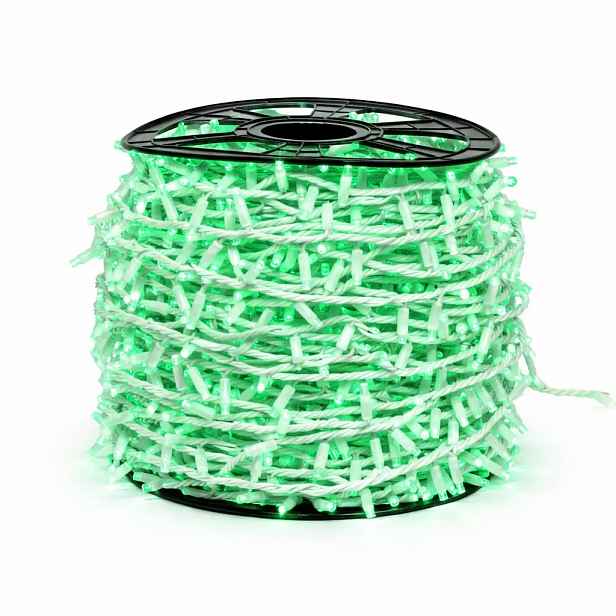 Easy Fix LED světelný řetěz, 100 m, venkovní, zelený, 2000 diod, bílý kabel, IP44, cívka
