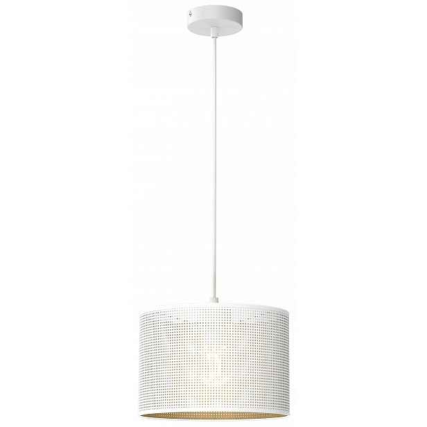 Závěsná stropní lampa Loft Shade bílá, zlaté stínidlo 1xE27 25 cm, moderní