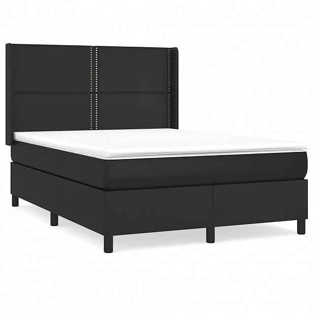 vidaXL Box spring postel s matrací černá 140x200 cm umělá kůže