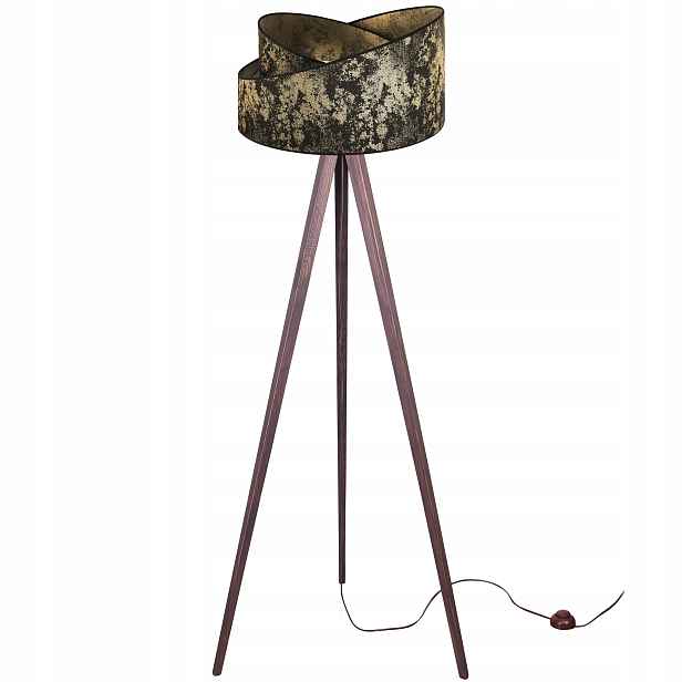Stojací Lampa Trojnožka Dřevo Stínidlo Vzor
