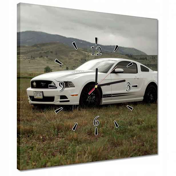 Nástěnné hodiny Ford Mustang 40x40 Bílé