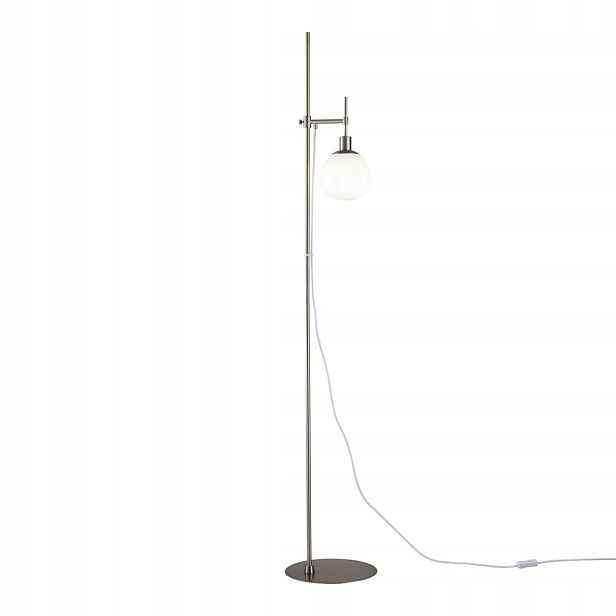 Stojací podlahová lampa nikl bílá skleněná koule nastavitelná 155 cm Maytoni