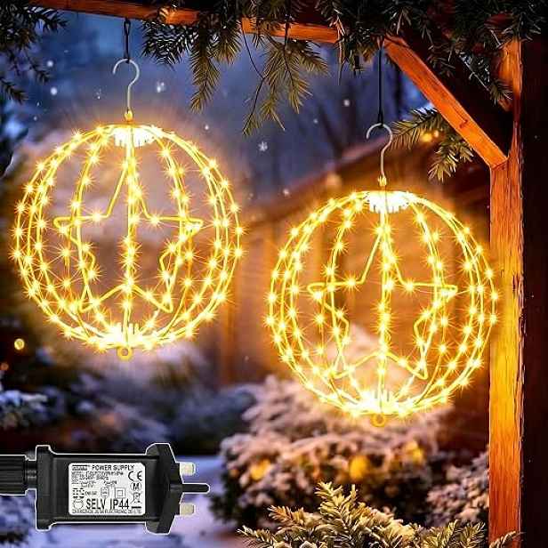 Vánoční lampy yowin 2 koule Led závěsné 30 cm černé IP65