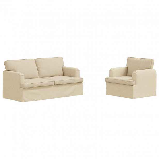 vidaXL Set pohovek 2 ks Krémová textil