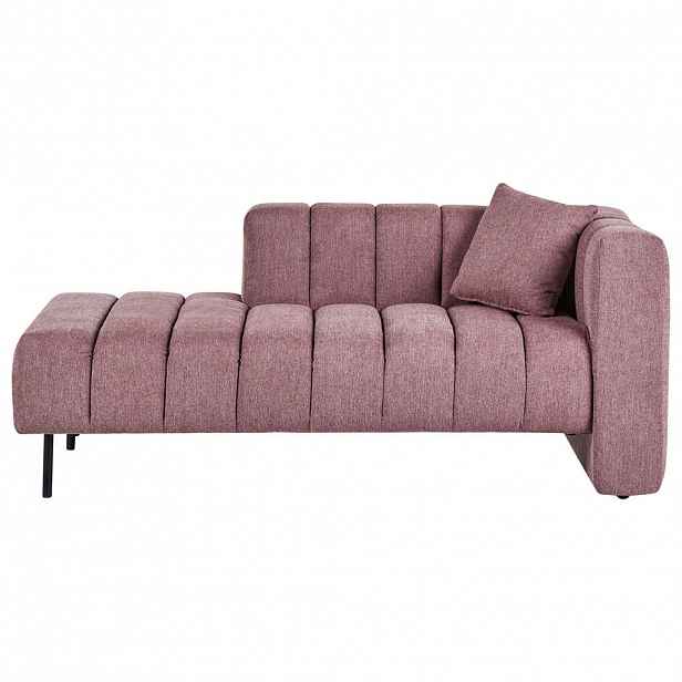 Beliani ČALOUNĚNÉ LEHÁTKO CHAISE LONGUE PRAVOSTRANNÉ Látka Růžové Lannils