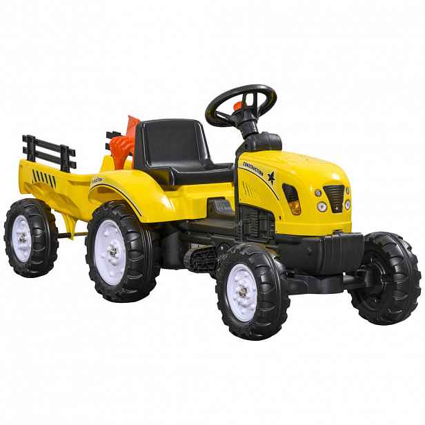 HOMCOM DĚTSKÉ ŠLAPACÍ AUTO, žluté, železo + plast
