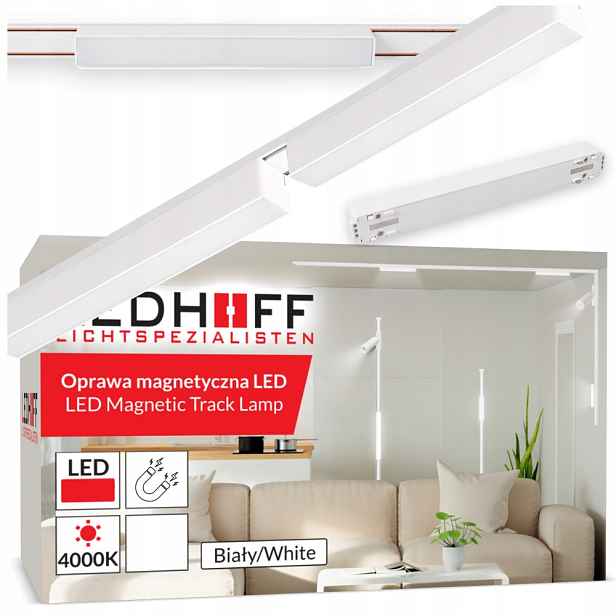Magnetické kolejnicové osvětlení Set lišta 1 m 2x Led lineární lampa Bílá